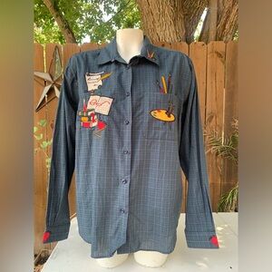 Vintage Paint embroidered blouse size Large by Karen Scott.